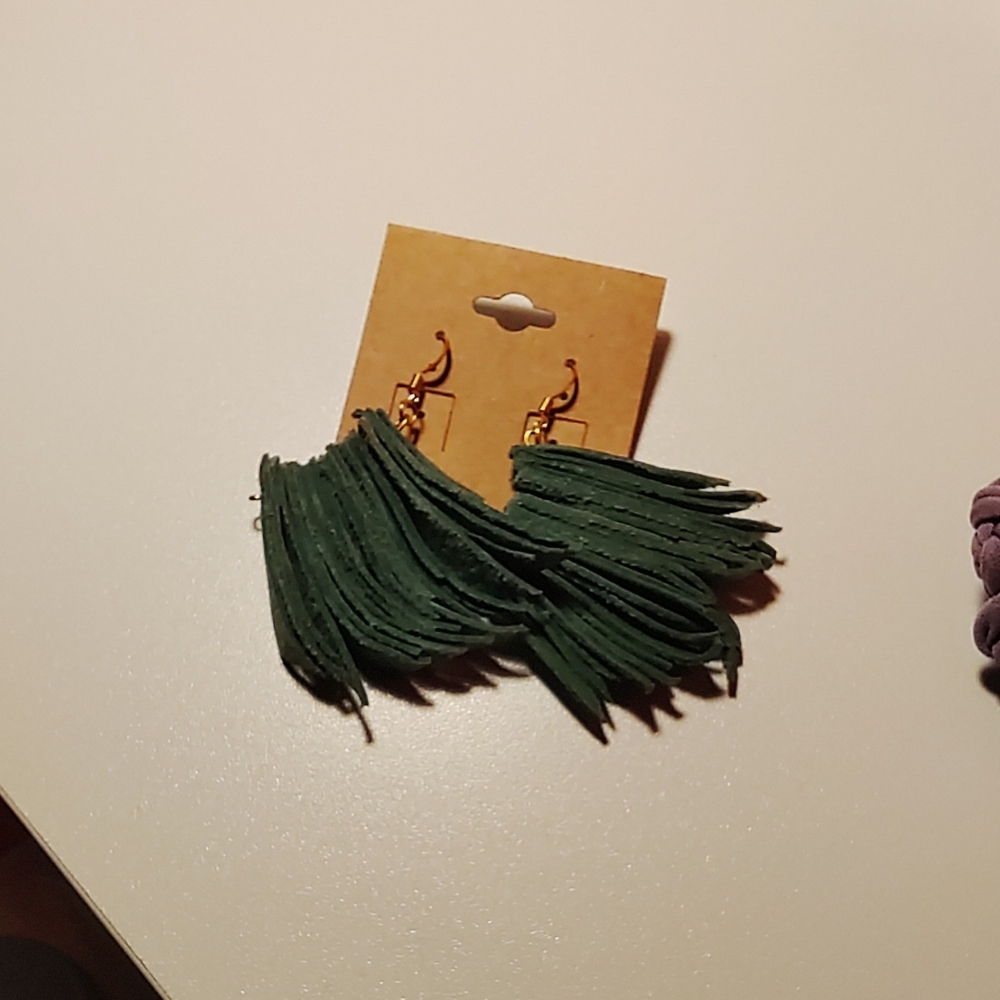 Elegant Green Tassel Earrings